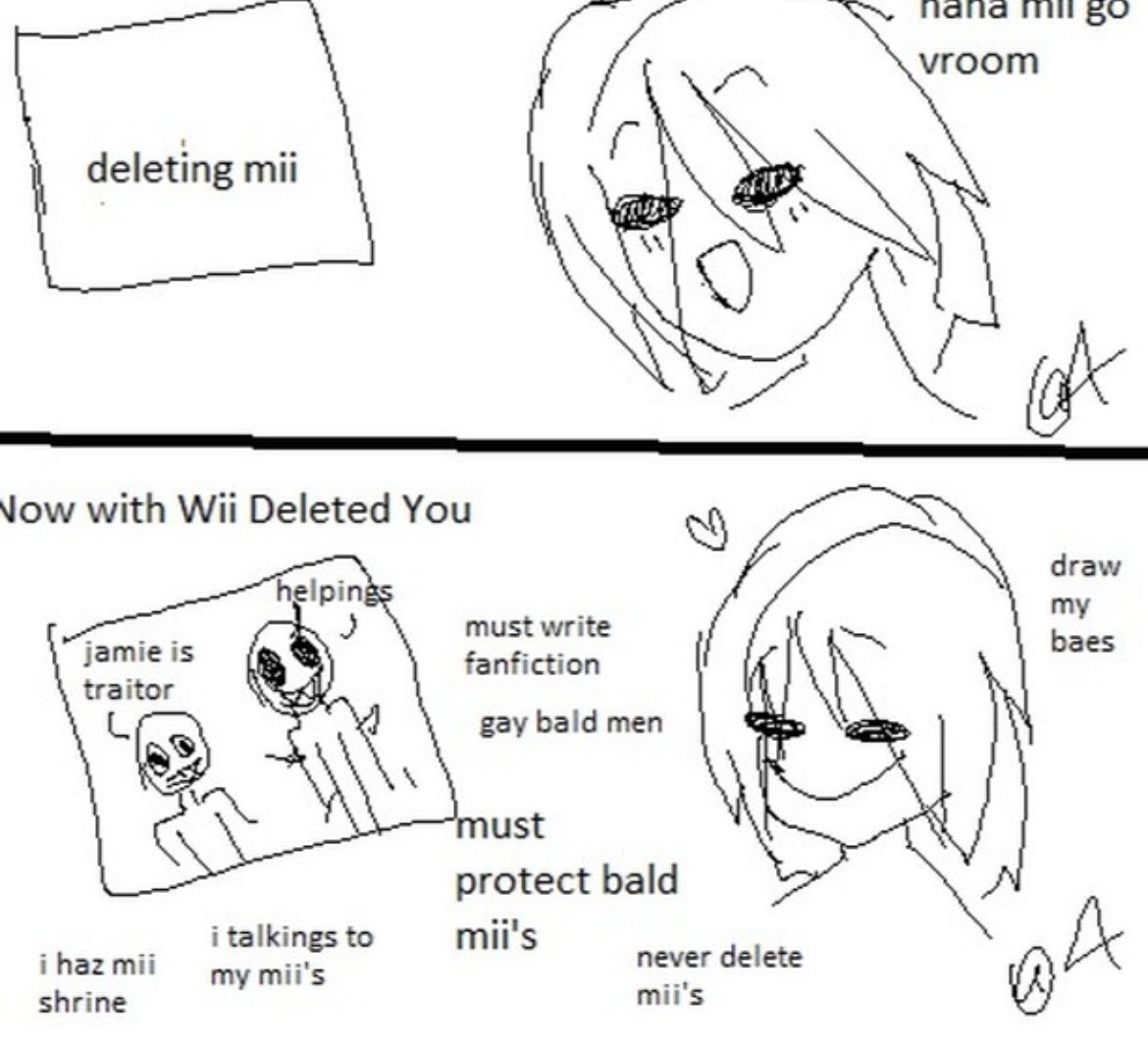beanvspickle's tweet photo. #wiideletedyou in a nutshell featuring my very old art. take note i haven’t been in the fandom in a long time so i don’t know what new stuff is going on https://t.co/9qSgzq9UCd