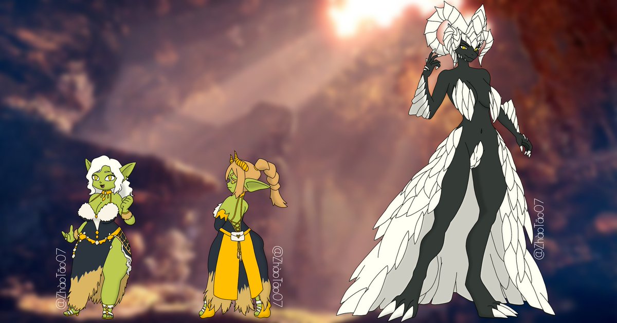 ZhaoTao07's tweet photo. 🇬🇧: A golden family, Ula is a part-time bounty hunter and an expert on treasures. After some time, she had her daughters, Orlaith and Orgael; now, together, they explore massive dungeons to increase their wealth.

#goblin #kulvetaroth #monster_hunter #bountyhunter https://t.co/ZP58t0jv6G