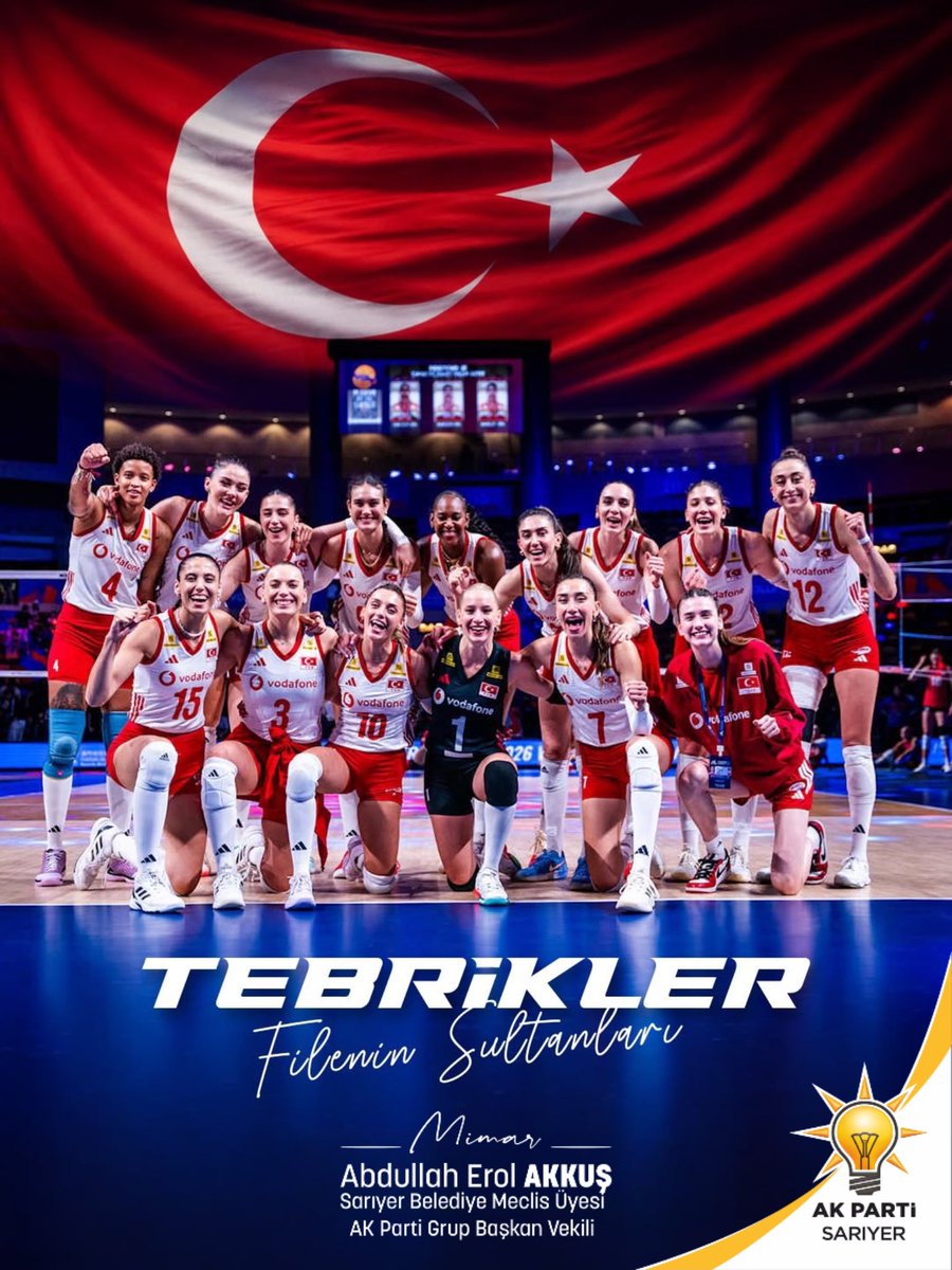 EAkkus28's tweet photo. 2026 FIVB Milletler Ligi finalinde Brezilya’yı 3-1’lik skorla geçerek şampiyon olan #FileninSultanları’nı tebrik ederim. 🇹🇷 https://t.co/unTcsoSHZv