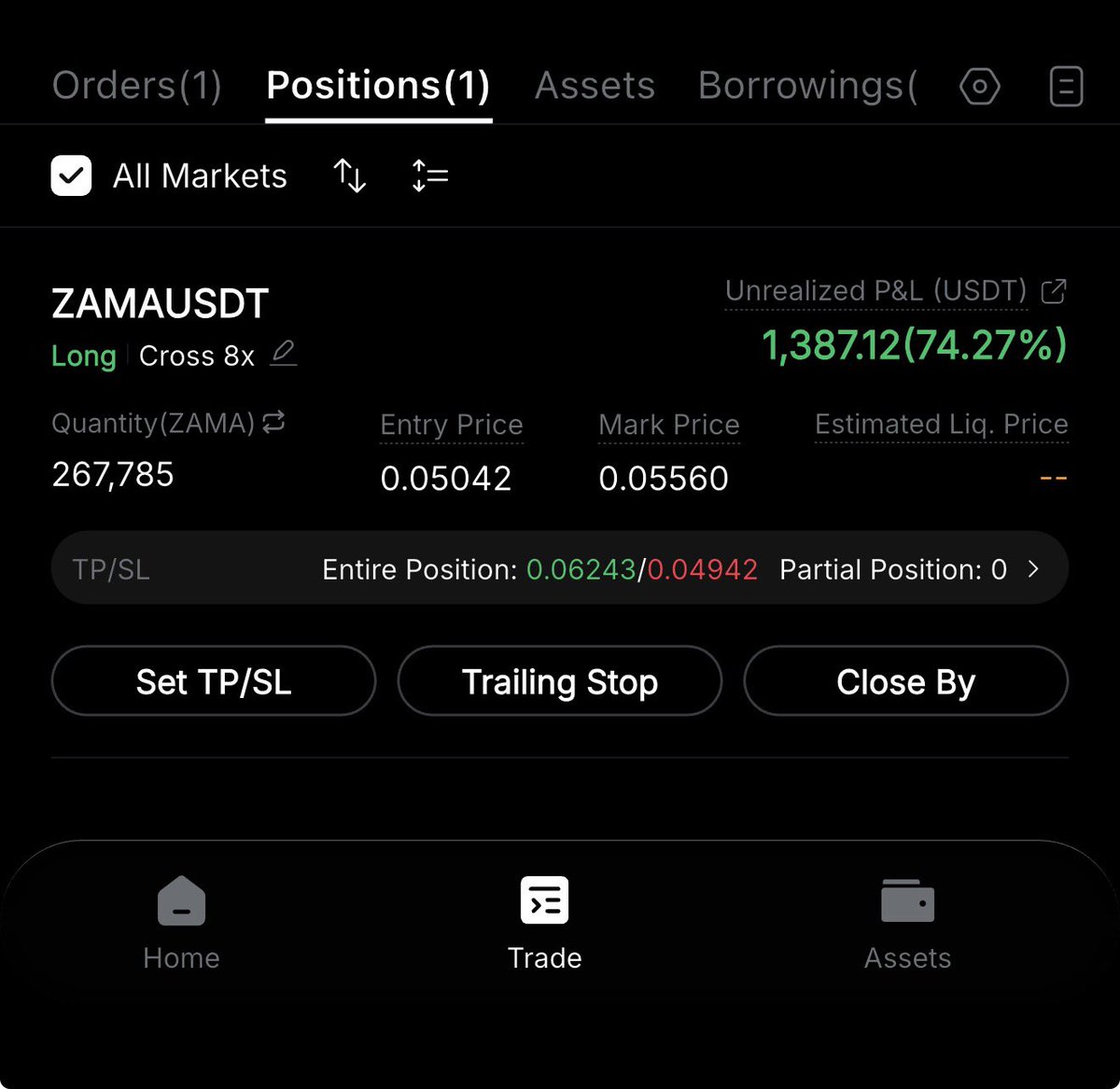 sbilyermin's tweet photo. I’m currently holding this ZAMAUSDT LONG on my $100,000 Prop Account.

✅ Current Profit: +1,500+ USDT (still running)
🎯 Take Profit: 0.06243 (~3,200+ USDT)
🛑 Stop Loss: 0.04942 (~267 USDT)

Think about that…

I’m risking around $267 to target over $3,200.
That’s nearly a 1:12 Risk-to-Reward.

This is one reason I like prop firms. Instead of risking a huge amount of your own capital, you can control a much larger account while keeping your personal risk relatively small. If you have a solid strategy and discipline, it can be a more capital-efficient way to trade.