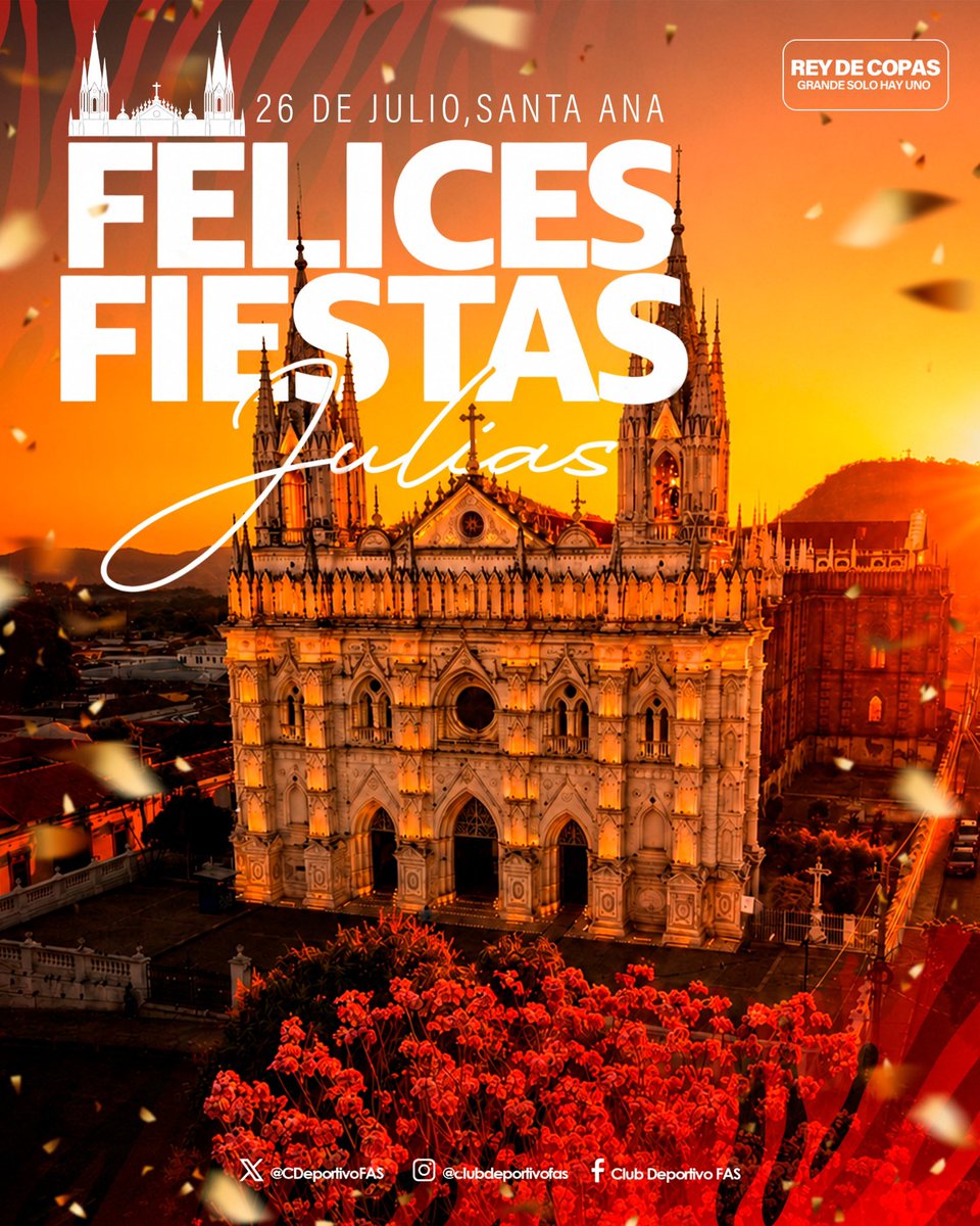 CDeportivoFAS's tweet photo. 𝑵𝑼𝑬𝑺𝑻𝑹𝑨 𝑪𝑰𝑼𝑫𝑨𝑫. 𝑵𝑼𝑬𝑺𝑻𝑹𝑨 𝑮𝑬𝑵𝑻𝑬. 𝑵𝑼𝑬𝑺𝑻𝑹𝑨 𝑷𝑨𝑺𝑰Ó𝑵. ❤️

Desde Club Deportivo FAS les deseamos unas inolvidables Felices Fiestas Julias. 
¡Que viva Santa Ana y que viva FAS! ❤️🐯

#DosVecesPerfectos #CDFAS #REYDECOPAS https://t.co/vc3TnJvTzw