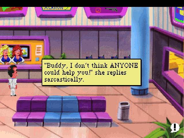 SierraOnLineUni's tweet photo. 😬

👀

Leisure Suit Larry 5: Passionate Patti Does a Little Undercover Work (1991)

#LeisureSuitLarry #SierraOnLine #SierraGames #Sierra #AdventureGame #PointAndClick #RetroGaming #RetroGames #RetroGamer #Nerd #Geek #PcGaming #PcGames #DOSGaming #Gaming #VideoGames #Games #90s https://t.co/gRRkPz3dBw