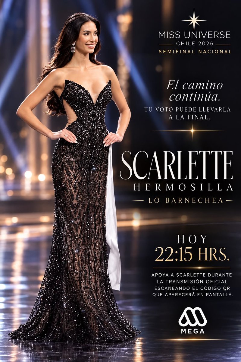 karen_lis's tweet photo. Hoy todos apoyando a nuestra reina Scarlette Hermosilla, por las pantallas de @Mega en camino a la corona del Miss Universo Chile 👑👑👑 #MissUniversoChile #LoBarnechea #ScarletteHermosilla❤️ #mega https://t.co/91TMmZLyyR