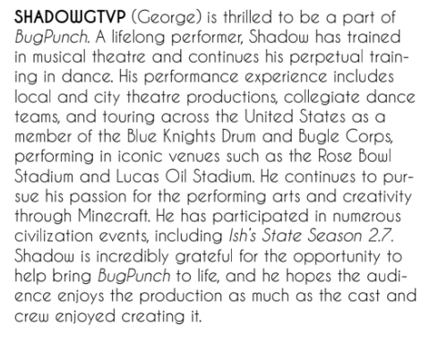 shadowgtvp's tweet photo. Being George Beetz in #BugPunch has been an absolute honor. A man who's a complete 180 from me, with a voice of finesse. At first, I struggled to find the "ess-awns" of George. But as he grew and changed, so did I. Thank you for allowing me to be a part of something amazing. ❤️💛 https://t.co/rUCFc6cCxz