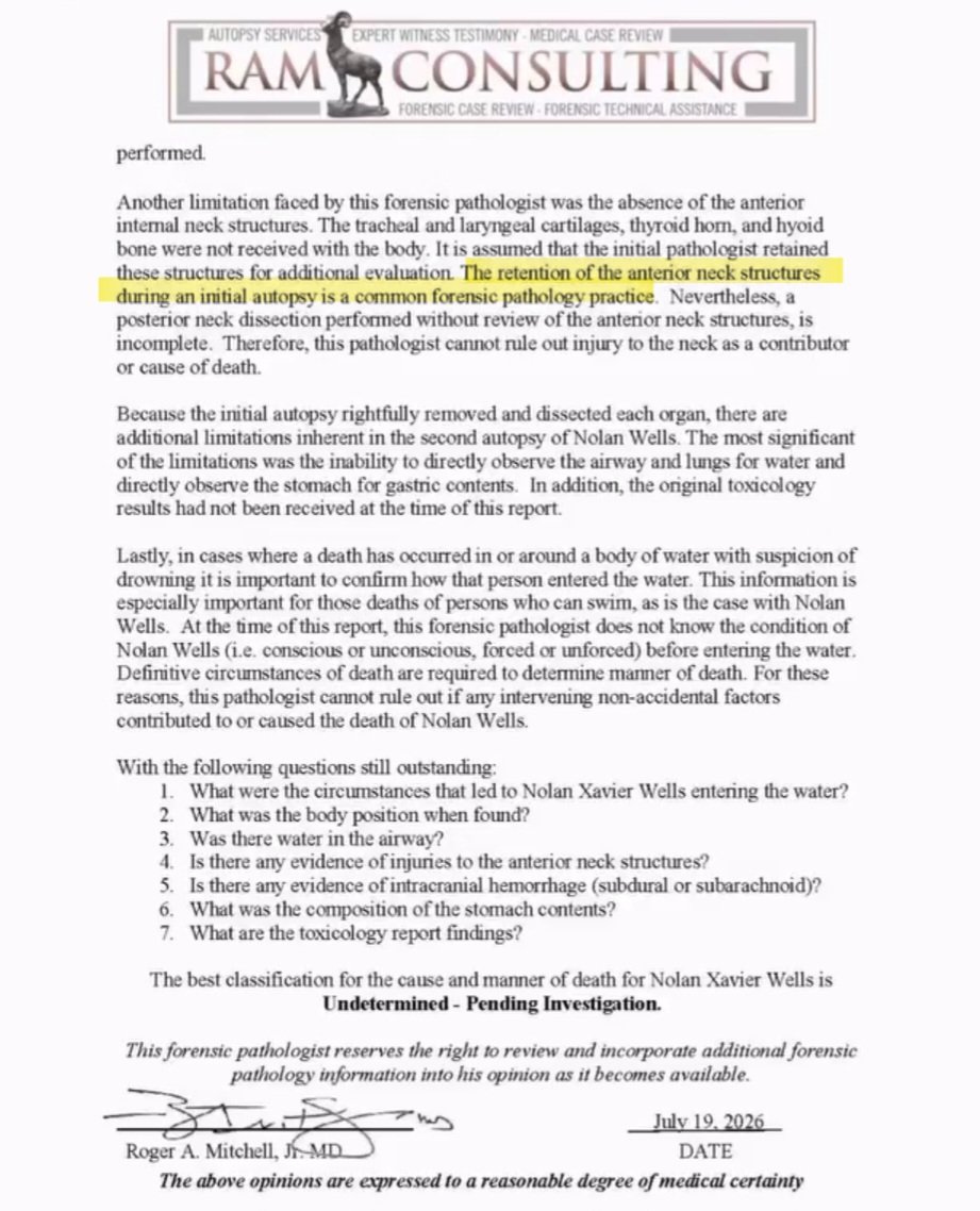 FishWhistle619's tweet photo. @ItsLavishLi His throat was removed during the official autopsy to be dissected and was retained for additional testing. Dr. Mitchell even confirmed this is standard procedure in his independent autopsy. And yes, his friends were the first to report him missing. https://t.co/nDZt7OLAM4