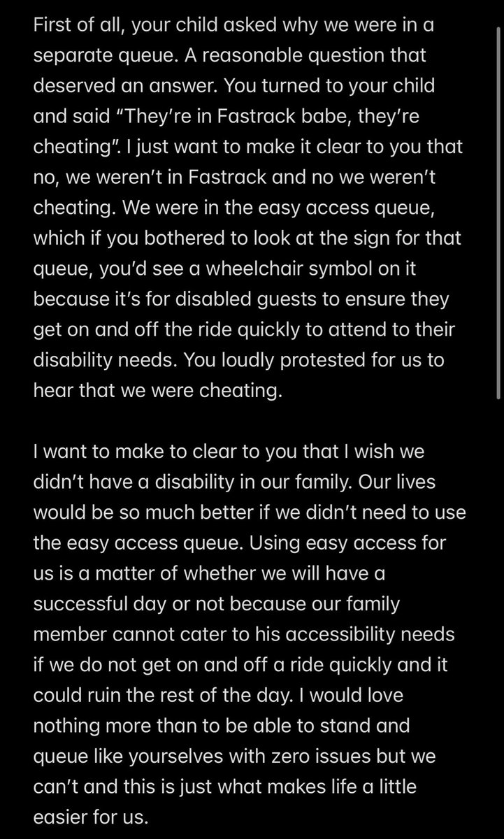 beckymdoherty15's tweet photo. To the woman with her child on Thomas &amp; Percy’s Submarine Splash at @DraytonManor at around midday who was unkind because we were in the easy access queue. I just want to say this &amp; I’ll hope you’re reading it. If you don’t, I hope this teaches something to everyone reading this. https://t.co/7XxDrIuc38