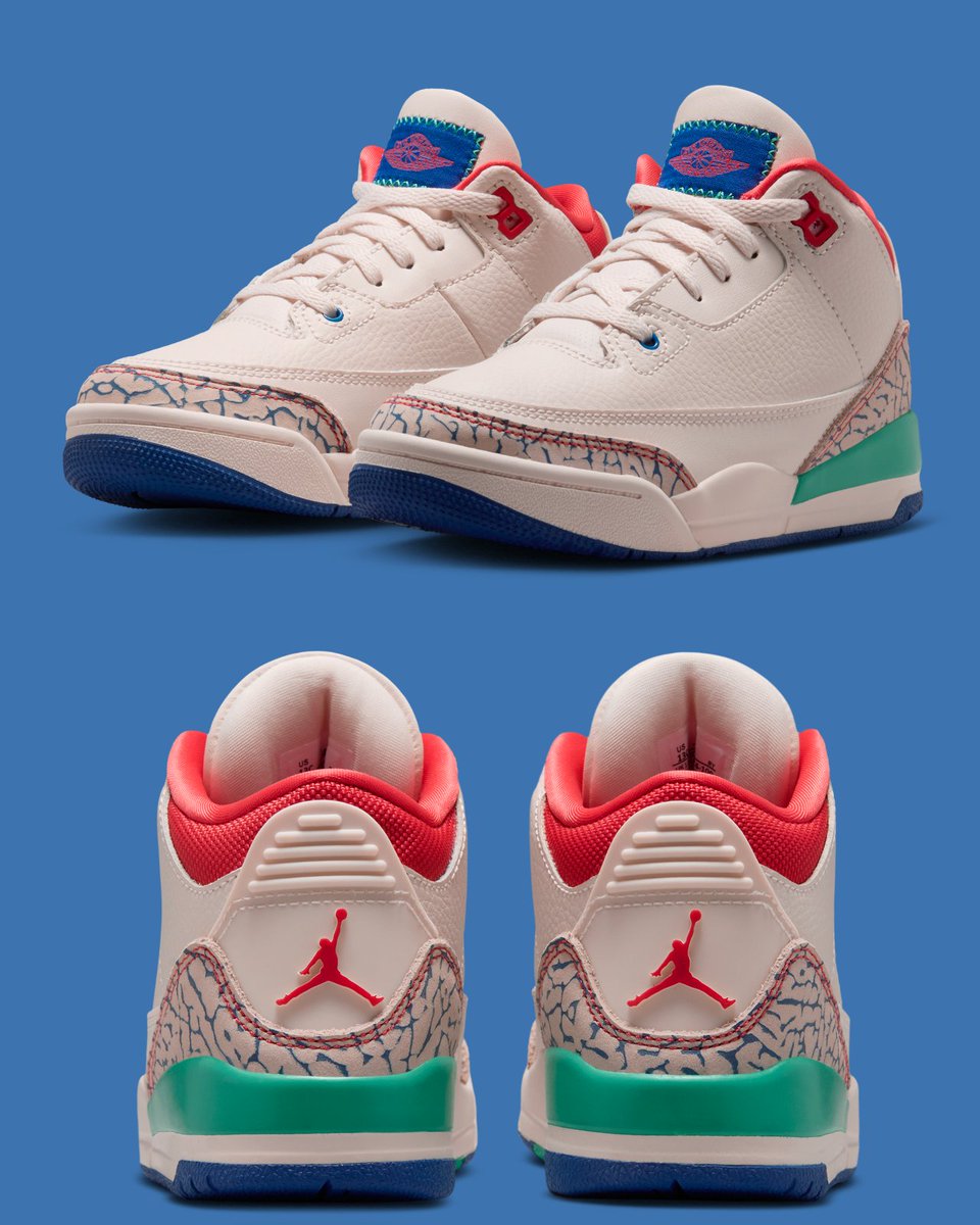 houseofheat's tweet photo. Official Images: Kid's Air Jordan 3 Retro “Chalk &amp; Track Red” 🔴🔵⚪️

📅 August 8th https://t.co/aTzkgLZVE9