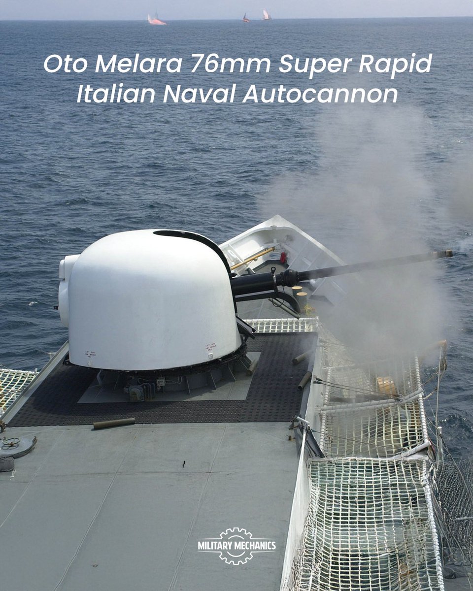 MilitaryMechs's tweet photo. The 76mm Super Rapid combines a high rate of fire, guided DART ammunition, and compact versatility to defend naval vessels against missiles, aircraft, and fast attack craft.
#NavalGun #MaritimeDefense #MilitaryMechanics https://t.co/uLysAPUrb5