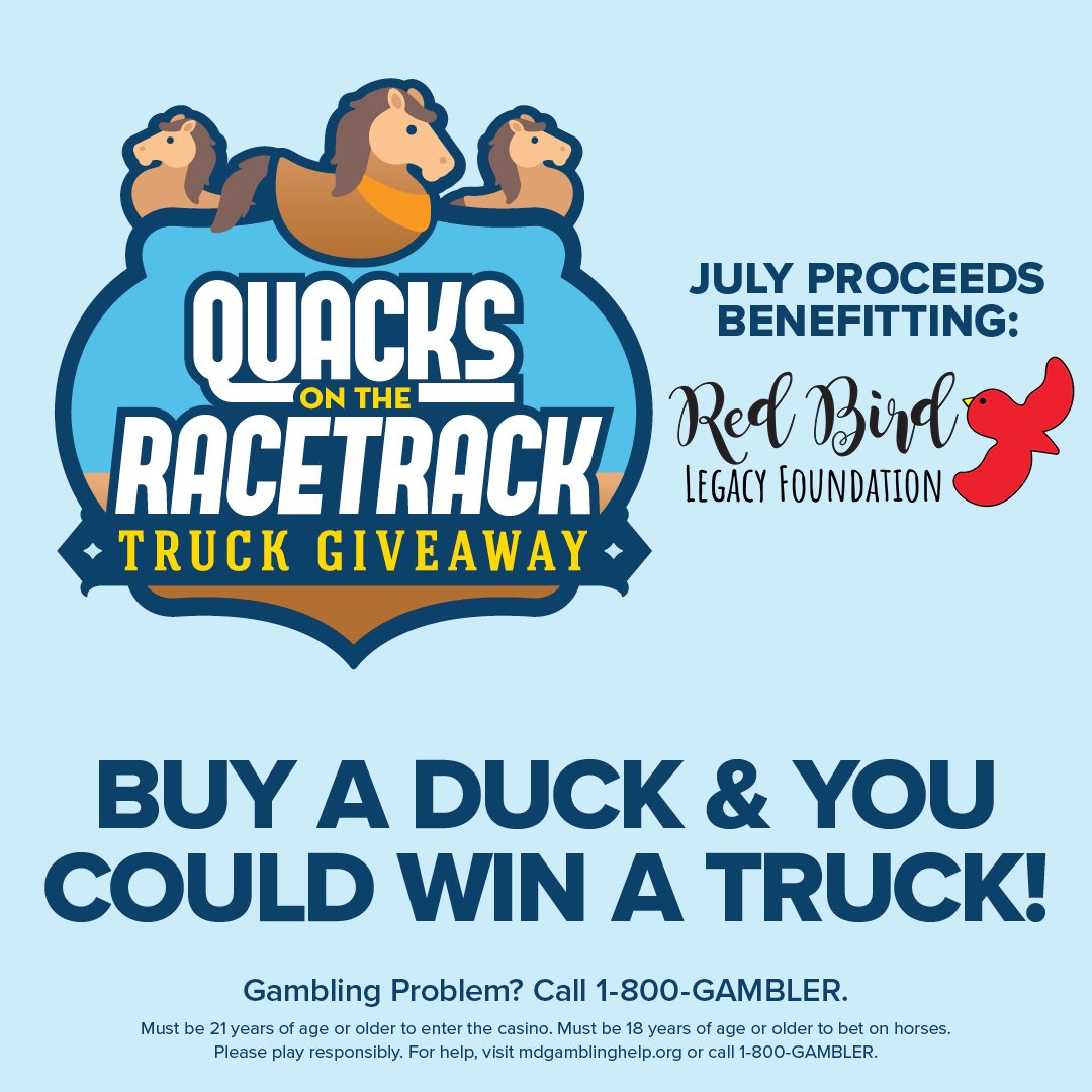 OceanDowns's tweet photo. Buy a Duck &amp; You Could Win a Truck!  Race Days Now – August 30th! Purchase your duck for $5, with all proceeds benefitting local charities. 
July Proceeds Benefitting: Red Bird Legacy Foundation 
#ocmd #winning #fun #oceandowns #racetrack #charity #truck #brandnew https://t.co/YvqlLuWHfm