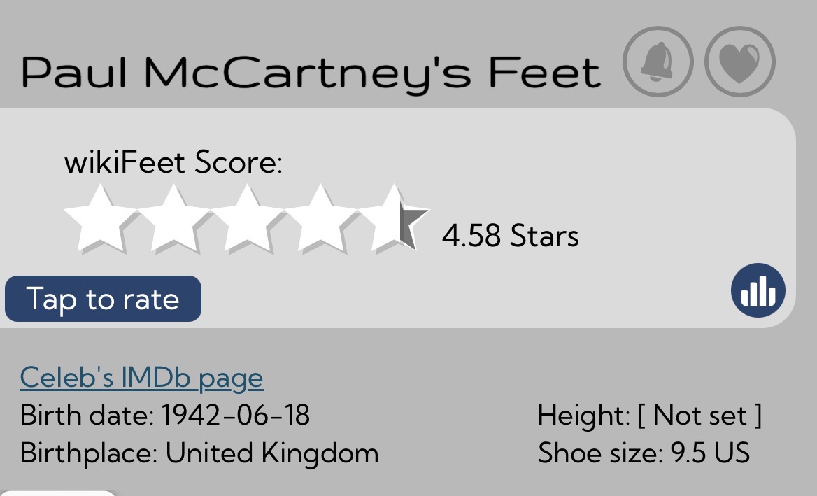beatletwt's tweet photo. The Beatles wiki feet ratings https://t.co/LJBNtjFVTm