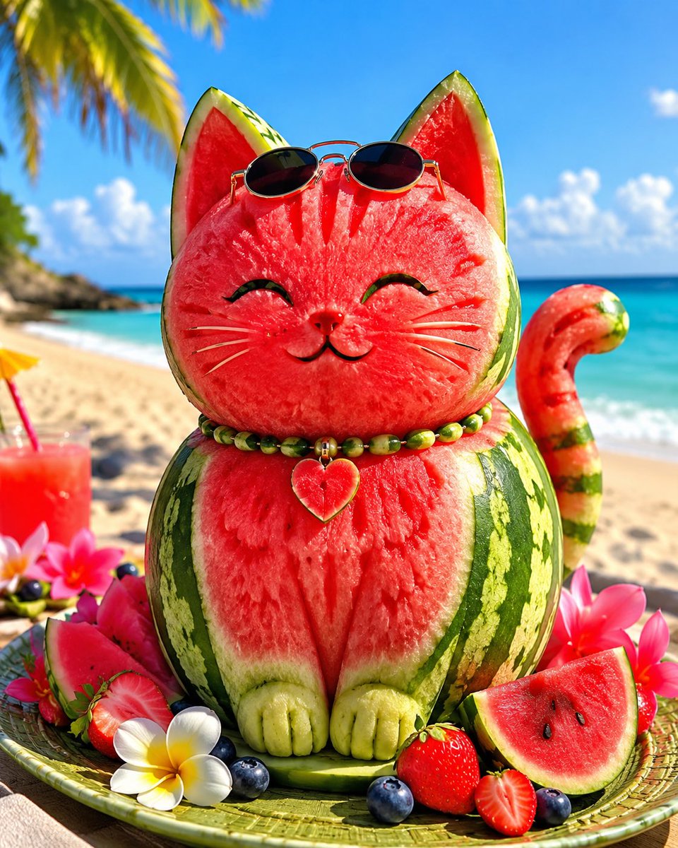 おはようにゃん🐈🍉 #スイカの日