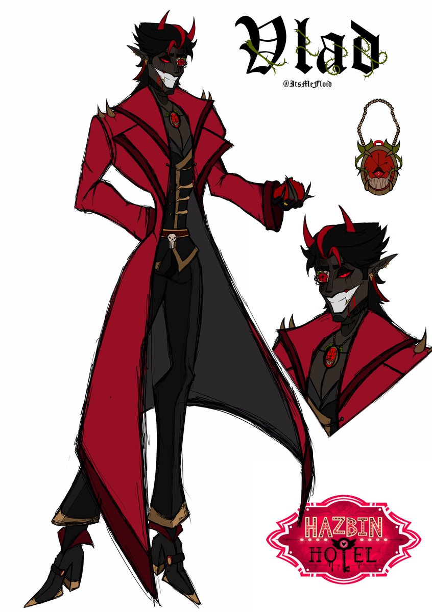 ItsMeFloid's tweet photo. I did a redesign of the ultimate vampire lord from hell.

#OC #hazbinhotelOC #HHOC https://t.co/fstY9mNku4