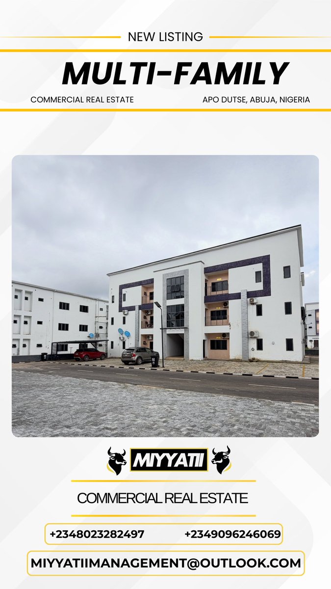 MIYYATII_CRE's tweet photo. New Listing 

For Sale 
3 Beds Apartment

Price Guide: N160 Million

Location: Apo Dutse, Abuja https://t.co/a0556X2UKM