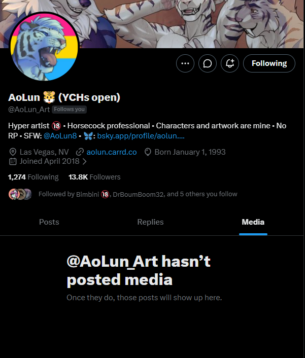 iks_rog's tweet photo. @AoLun_Art Also all NSFW accounts' media tab looks like this for me. I fucking hate this site https://t.co/PkBrar3Mzs