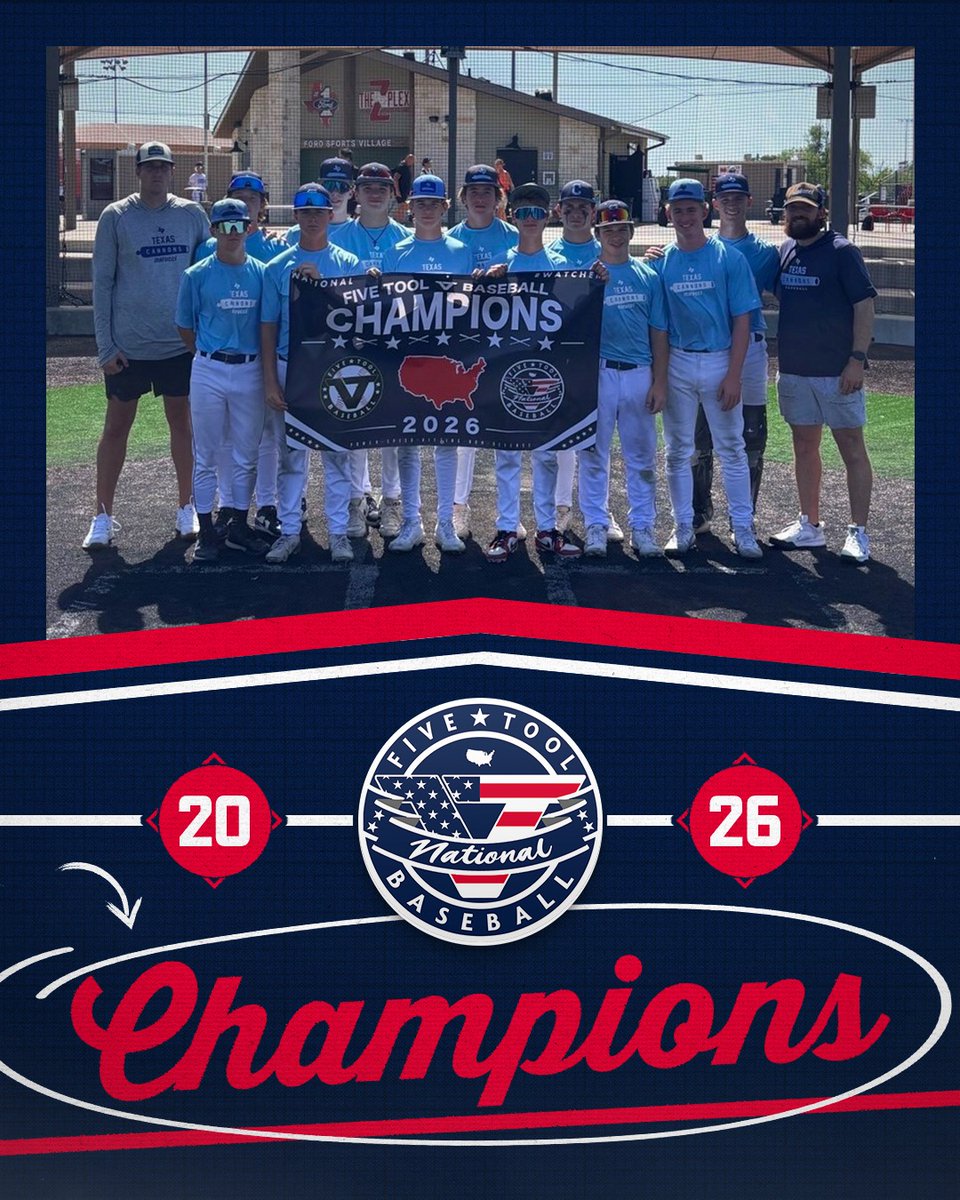 FiveToolTexas's tweet photo. 🏆CHAMPIONS🏆

Congrats to @TexasCannonsBB on winning the 15U National Division of the @FiveTool Club Championships!  

#WatchEm https://t.co/2i3s25LVo7