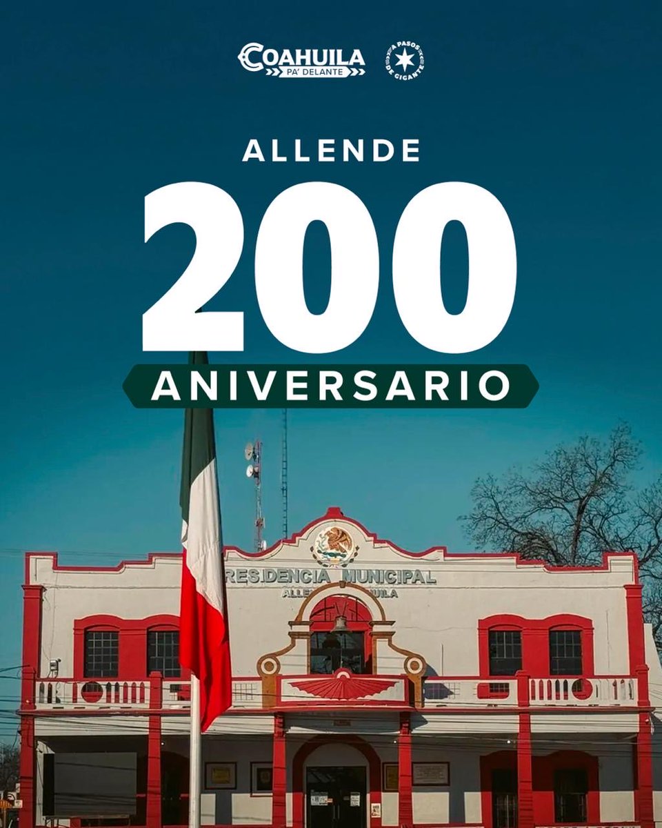 GobDeCoahuila's tweet photo. ¡Muchas felicidades para el municipio de #Allende que se encuentra celebrando su 200 aniversario!

#CoahuilaPaDelante #APasosDeGigante
@manolojim https://t.co/W7tVKWd8UK