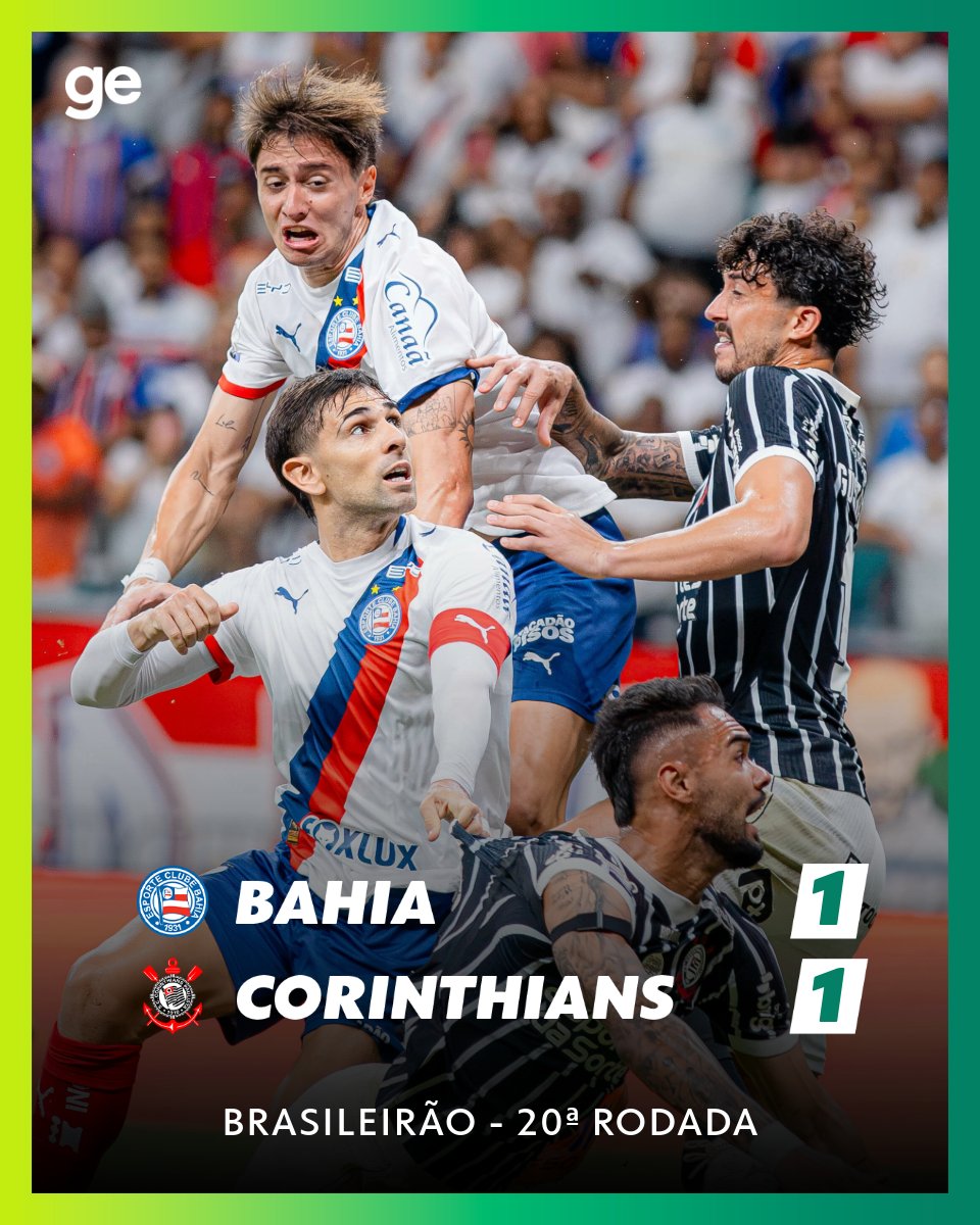 geglobo's tweet photo. Bahia e Corinthians empatam na Fonte Nova pela 20ª rodada do Brasileirão. Angileri abriu o placar, e David Duarte deixou tudo igual.

➡️ Veja como foi: https://t.co/FTt2VYsBtr
📸 Agif

#futebol #bahia #corinthians #brasileirão #ge https://t.co/tG4fvj4TN7