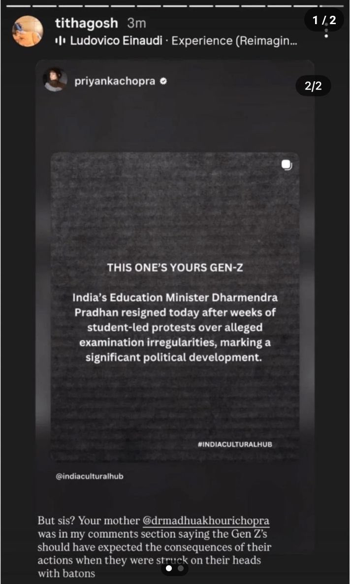 shahcutiekhan's tweet photo. Priyanka Chopra’s mother was silencing a journalist who was reporting about protest. 
Women got abused but she says, it’s the consequence of their action. Victim blaming !! 

How shamelessly priyanka was seeking attention in the name of same protest after it was over !! https://t.co/egSZ6TbEIg