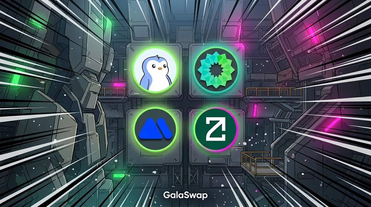 GoGalaGames's tweet photo. Trade PENGU, POWR, MX, and ZETA are now live on GalaSwap! Add these exciting tokens to your trading options.
Start swapping today.
https://t.co/JILBzCyTYc

#GalaDefi #GalaChain #GalaSwap https://t.co/tvXn48fizS
