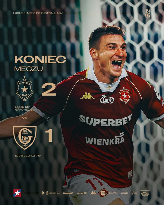 EkstraklasaHub's tweet photo. Wisła Kraków are BACK in the Ekstraklasa, and they announced their return in style! 🔥
After four years away, the White Star opened the new season with a hard-fought 2-1 victory over GKS Katowice. Ambition, fight and pure determination on the pitch.
The fans were electric, the players delivered. What a way to start the campaign.
Welcome back to the top flight, Wisła! ⭐
#WISGKS