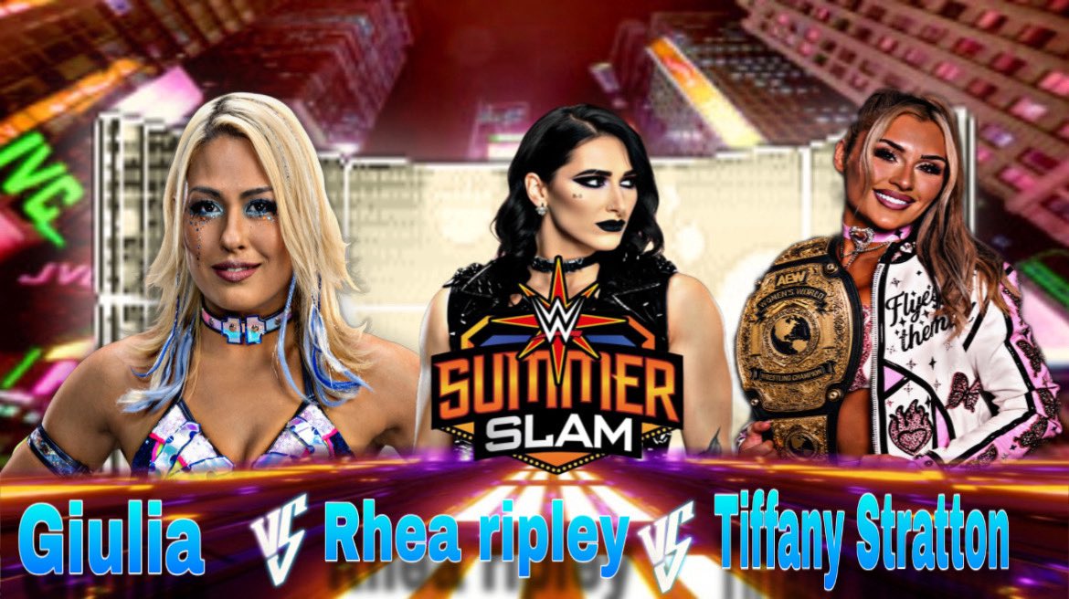 bte_league2022's tweet photo. AEW Women's World Championship
Triple Threat Match
Champion Tiffany Stratton (c) vs. Rhea Ripley vs. Giulia @DeityOfMadness @FateOfMami @TheBarbieCore https://t.co/WzLoaNsKzu
