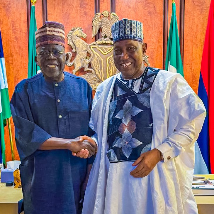 barauijibrin's tweet photo. A moment ago, I had the honour of leading Senator Rufai Hanga, who represents Kano Central and former Senator Kabiru Gaya (Kano South Senatorial District) to the State House, Abuja, for a meeting with the President and Commander-in-Chief of the Armed Forces of the Federal Republic of Nigeria, His Excellency Bola Ahmed Tinubu, GCFR.

The meeting was fruitful.