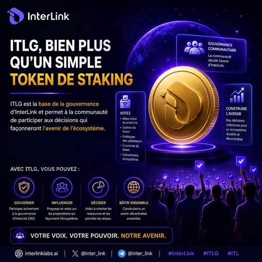 HumanChainLab's tweet photo. 🌐 ITLG est bien plus qu'un simple token de staking. Il constitue la base de la gouvernance d'InterLink et permet à la communauté de participer aux décisions qui façonneront l'avenir de l'écosystème.

#InterLink #ITLG #ITL #Web3 #DAO https://t.co/e6vAoPAPyK