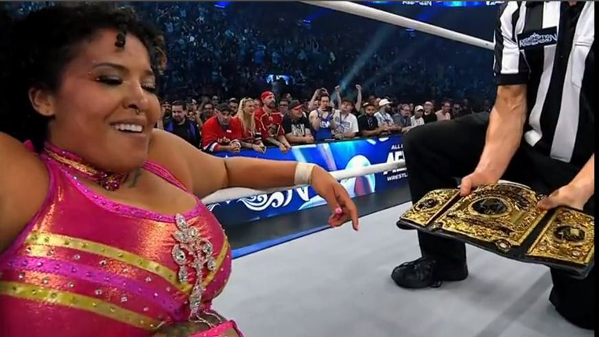 mooncupcake63's tweet photo. Confirmed: Willow Nightingale to defend her AEW Women's Championship against the CEO at All in 2026. #AEWRedemption https://t.co/ruhvtXSLpT