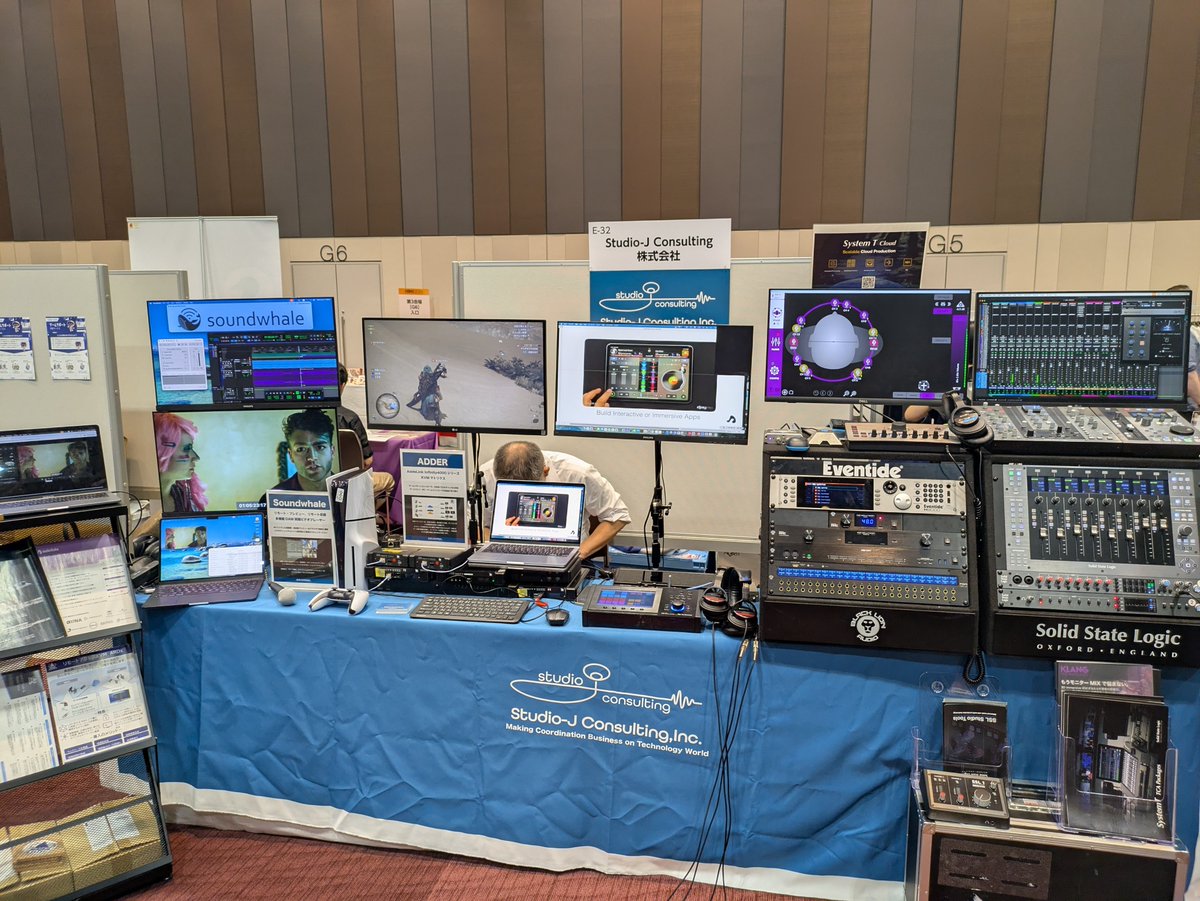 NicolasFournel's tweet photo. There were many audio-related booths at CEDEC this year: Audiokinetic, CRI Middleware, AZSTOKE, Yamaha, Sony, Studio-J, etc.
Also, loved the haptics + audio experiences at the Dentsu and Keio University booths!
#CEDEC2026 #gameaudio #gamedev #indiedev #wwise #criware #soundeffects