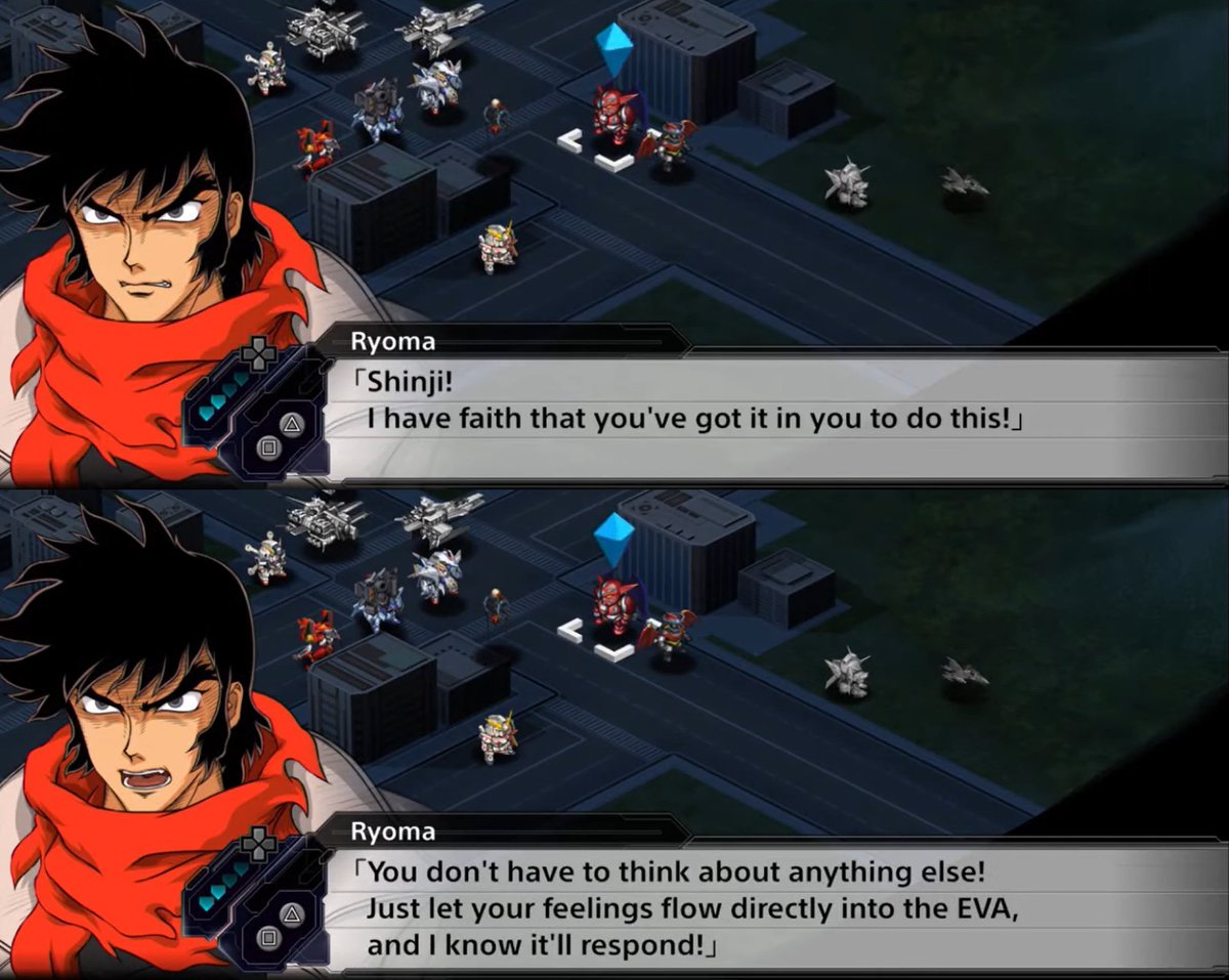 180223's tweet photo. Shinji gets a lot of positive male support &amp; encouragement in SRW games, especially from Koji (Mazinger) &amp; Ryoma (Getter Robo) in SRW V 💪 https://t.co/PhpL6KIzZw