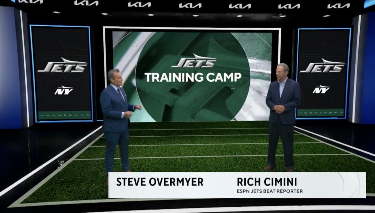 OvermyerTV's tweet photo. Jets camp is here. @RichCimini tells us how much of a difference Geno Smith makes for the team. Full conversation on @CBSNewYork at 11:45p https://t.co/5WgfhB7zeP