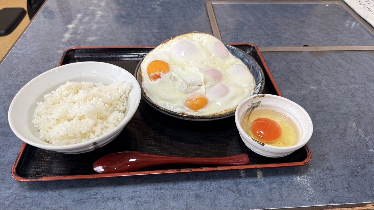 Sivauras's tweet photo. シバウらスの朝食
埼玉県熊谷市板井
食堂たなか 
モーニングTKG DX https://t.co/E6TuR9b8Hu