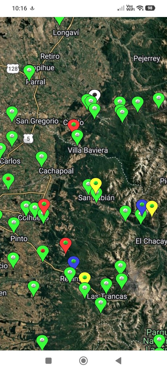 Jacobomedina4's tweet photo. @NUBLEONLINE_ Tenemos 3 estaciones fluviométricas en rojo, 3 en amarillo y 2 en azúl https://t.co/BGSFrrxlxS