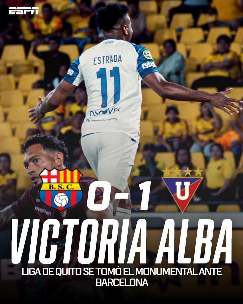 DianaCalispa's tweet photo. Liga entendió el partido de principio a fin
No necesitó brillar, jugó con orden, oficio y fue contundente cuando tuvo la oportunidad Barcelona empujó, pero le faltó claridad para transformar ese esfuerzo en ocasiones reales
El gol de Estrada terminó marcando la diferencia
#LDU https://t.co/H2opWdMrDb