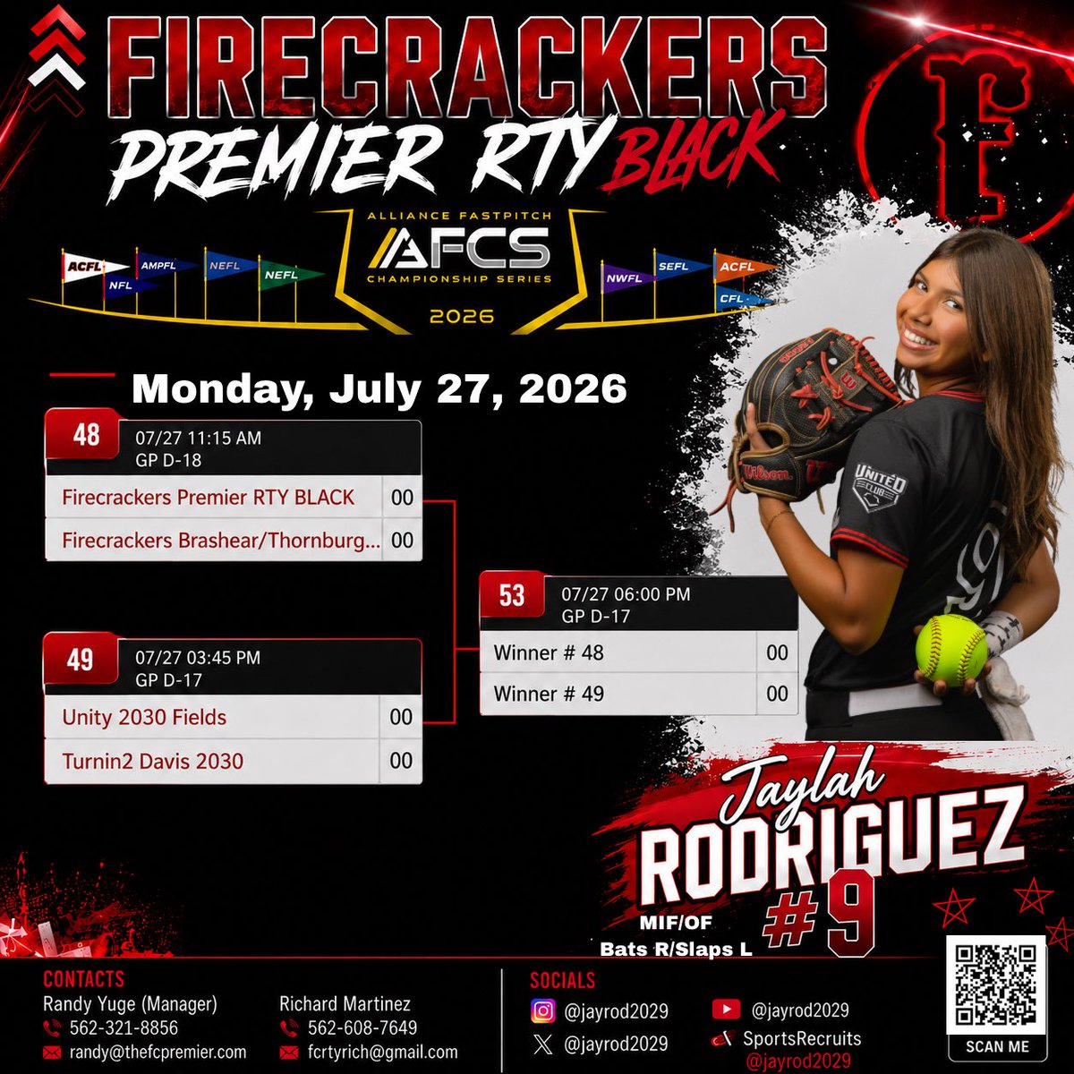 jayrod2029's tweet photo. Schedule for Monday, July 27th 
Excited to continue our journey in Indiana
Watch the action on Game Changer. 
#godfirst #softball #alliancefastpitch https://t.co/nDqdpajKO3