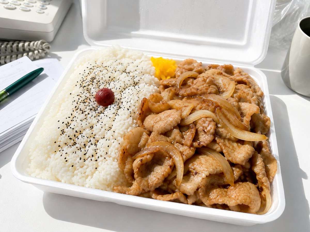 NBenmaran85901's tweet photo. 生姜焼きだけ弁当　300円 https://t.co/IJIGs7dUmV