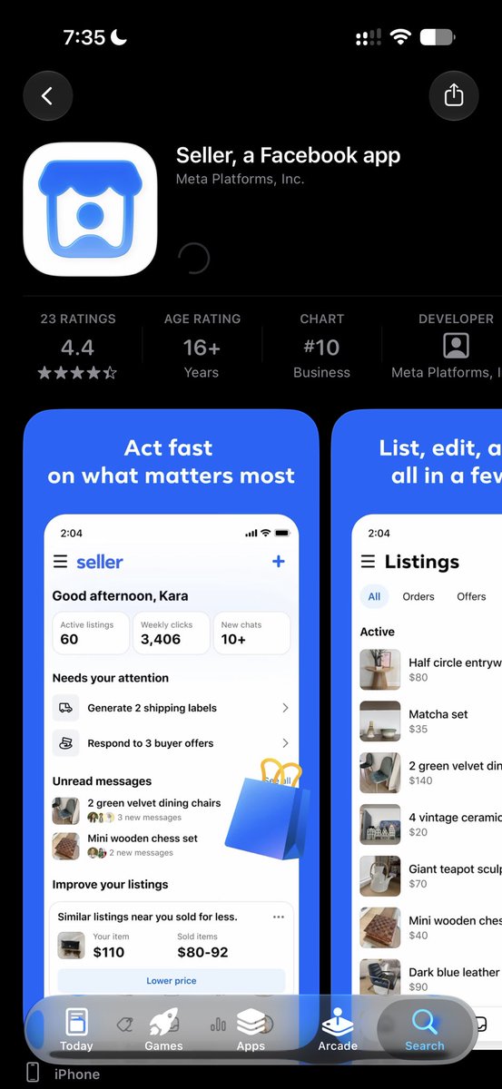 mil000's tweet photo. THEY MADE A NEW FACEBOOK APP FOR FACEBOOK MARKETPLACE LISTINGS https://t.co/J3k54tQC88