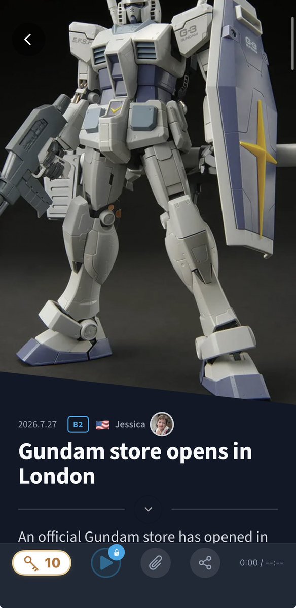 StudyNowJP's tweet photo. 毎日更新｜ざっくり英語ニュース🗒️

今日の記事は
「Gundam store opens in London」 
（ロンドンにガンダムストアがオープン）

ロンドンのカムデンに公式ガンダムベースが登場！ガンプラ好きにはたまらないニュースです。

アプリはこちら👇 
https://t.co/GUnwQj1Hwx

#英語学習 #英語ニュース #ガンダム #Gundam #Gunpla