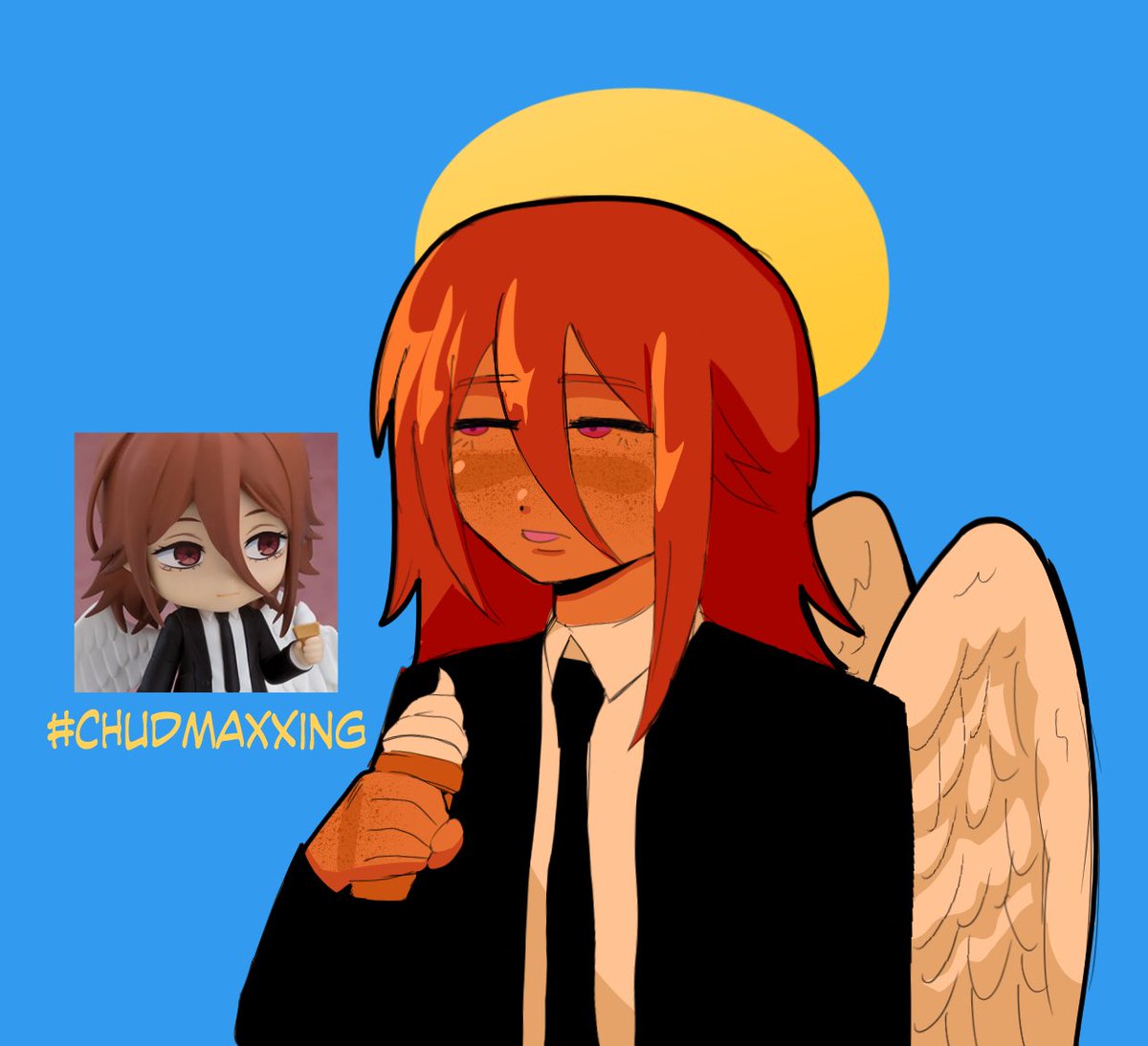 sk8rrr_'s tweet photo. I hate this chud.. #angeldevil #csm https://t.co/836PkAX4O0