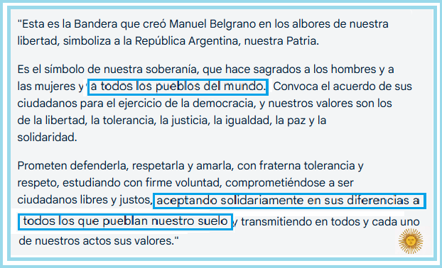 MarcelaP949's tweet photo. @elduckpost Es preciosa la promesa a la bandera argentina, habla de defender la democracia, la tolerancia, la libertad, la justicia, la igualdad, la solidaridad y la paz. https://t.co/DraNNWbx01