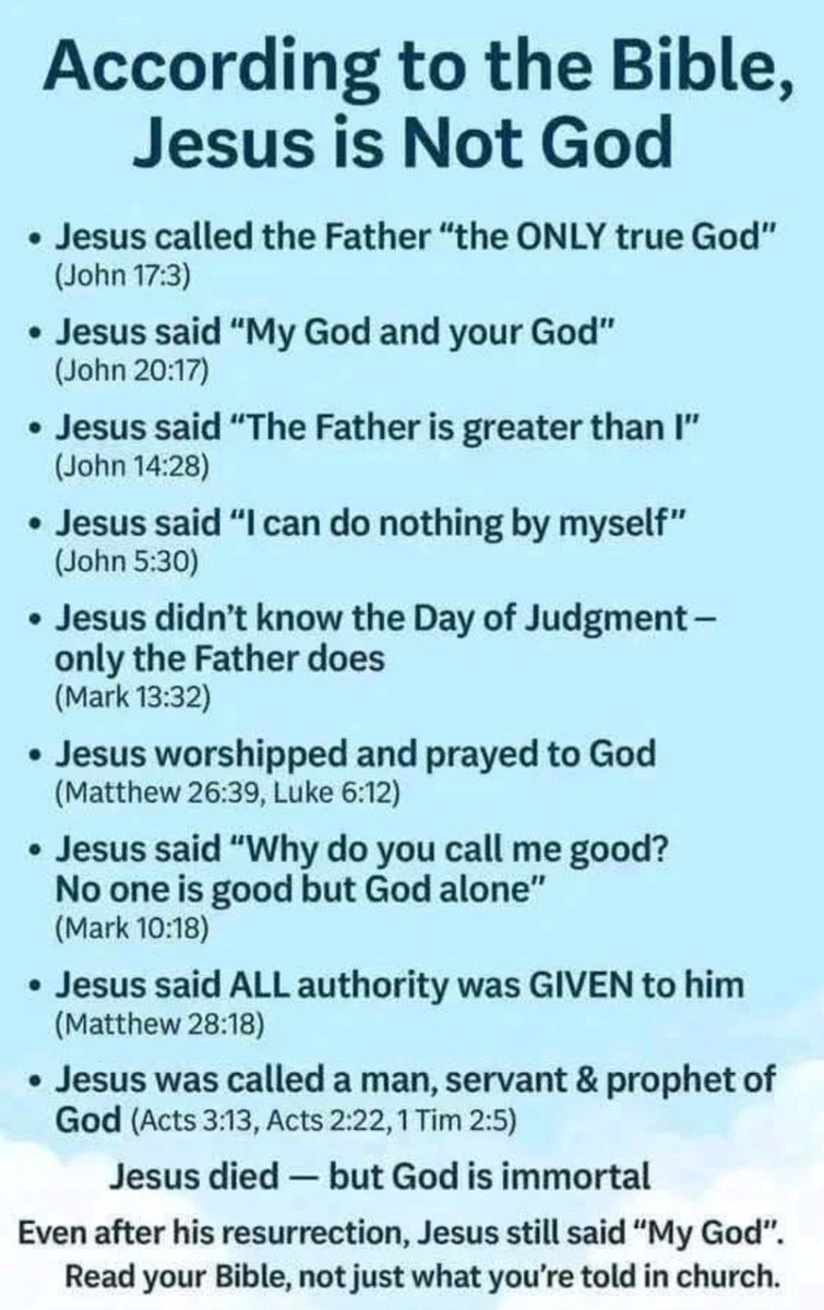 PhillipConrad13's tweet photo. @TomorrowsWar Yes if you actually read the bible!
Hosea- god says he is not a man
Samuel-god is not a man
John-believe in the only true god AND JC who god sent
and more… https://t.co/BWQZtZBXAR