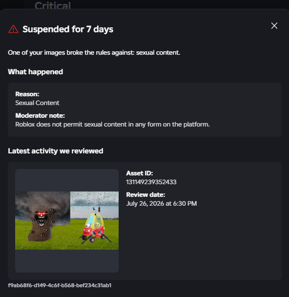bwbwarrior's tweet photo. how the hell does this image have sexual content?? Lmfao?? roblox pls fix your moderation i beg https://t.co/rUV9EWaJT8