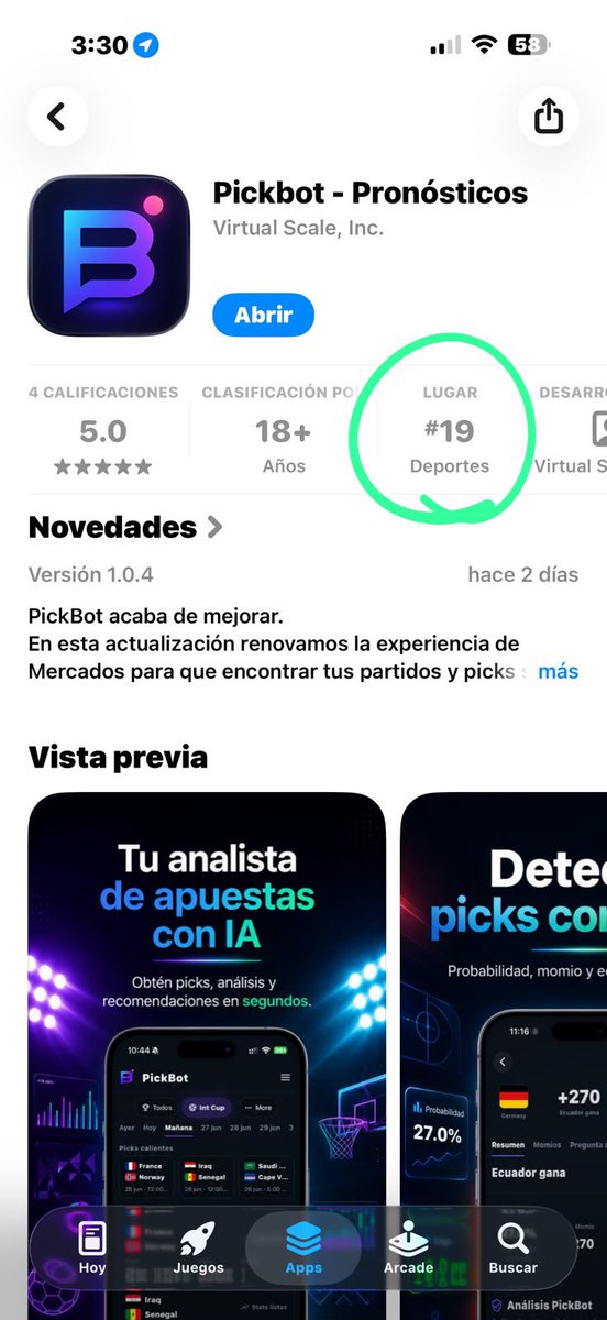 ajbauer8's tweet photo. Ya somos la APP #19 en deportes 🇲🇽

@PickbotMx NO SE QUEDEN FUERA

LA MEJOR APP PARA SACAR PICKS 👇🏼

https://t.co/Mz3E7SOgVA https://t.co/z9KJjpNSTc