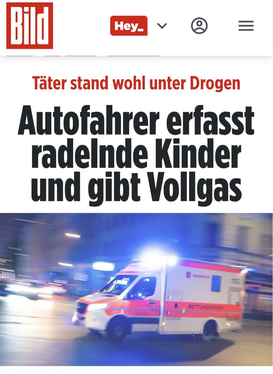 HLaufen77923's tweet photo. 🔳 Marokkaner vom Unfallort geflüchtet!
"München – Schock am Samstagabend im Münchner Stadtteil Sendling! Ein Autofahrer hat mit seinem VW Polo eine Frau und drei Kinder auf Fahrrädern erfasst und ist anschließend geflüchtet. Die Polizei konnte den mutmaßlichen Unfallfahrer wenig später identifizieren. Die Kriminalpolizei leitete nach dem Vorfall am Samstagabend umgehend Fahndungsmaßnahmen ein und ermittelte kurz darauf den 42-jährigen Marokkaner mit Wohnsitz in München. Festgenommen wurde er nicht.
Die drei Mädchen im Alter von zehn und elf Jahren wurden von ihren Rädern geschleudert und verletzt."