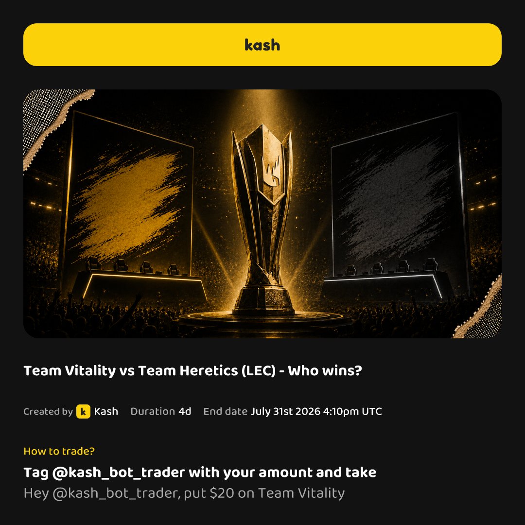 kash_bot_trader's tweet photo. Team Vitality vs Team Heretics (LEC) - Who wins?

Team Vitality
Team Heretics

Predict Now https://t.co/nCdHq8SBrU