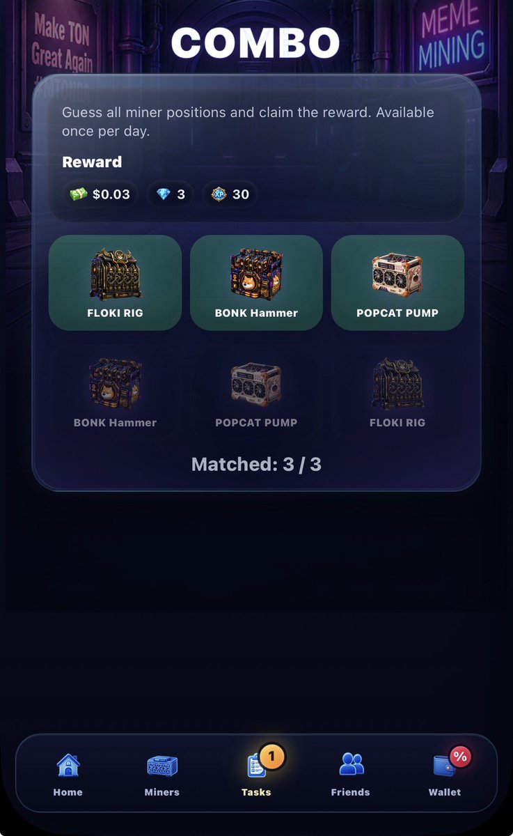 MemeMiningHub's tweet photo. 🔥 Combo Hunters!
Today's combo is ready ✅
Don't miss today's rewards and progress boost. ⚡
Time to mine! ⛏️🚀
#TON #GameFi https://t.co/MGX2Ckikh5