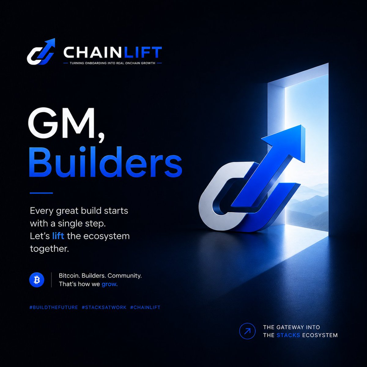 Chainlift_'s tweet photo. GM, Builders. ☀️
Every great journey starts with a single step.
Whether you're writing your first smart contract, exploring Bitcoin, or building the next generation of applications on Stacks, today is another opportunity to learn, create, and grow.
#ChainLift #Stacks #Bitcoin https://t.co/H0uzdjDQSo
