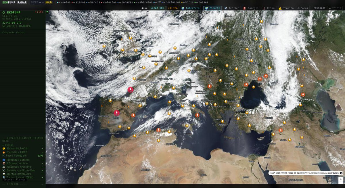 catalabytes's tweet photo. A Europa está a arder: a UE já queimou cerca de 254.000 ha nesta temporada (dado EFFIS de 23 de julho). A Espanha é a mais afetada (131.000-168.000 ha), com o incêndio de Los Gallardos (Almería) o mais mortal em 20 anos (13 mortos) e 14 óbitos este mês. A França bate o seu recorde histórico (~98.000 ha): o incêndio de Gironda/Landes continua fora de controlo, a apenas 15 km de Bordéus, +250.000 evacuados. Portugal soma cerca de 30.000 ha, a Grécia e a Itália combatem incêndios ativos com vítimas, e a Turquia aproxima-se dos 50.000 ha.

No EkoPump vês estes focos em tempo real (NASA FIRMS) junto ao preço real do combustível, sem anúncios. Um dev + uma IA.

📲 https://t.co/s9Ne1zJwuN
🌐 https://t.co/vrN9XZIFUh