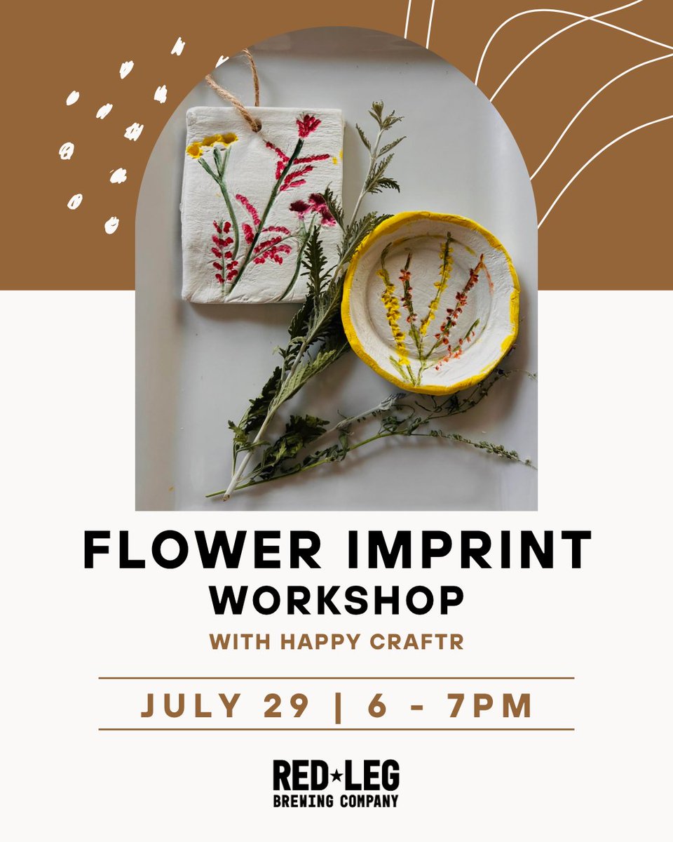 redlegbrewco's tweet photo. Create a beautiful keepsake using real flowers and leaves in this next workshop on Wednesday, July 29 with Happy Craftr! No prior experience is needed, just bring your creativity! Use the link in our bio to reserve your spot! https://t.co/f3fdIBe5kw
