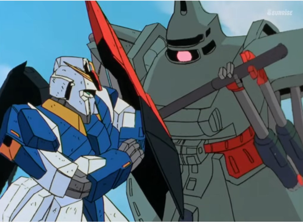 uraniwamoviecom's tweet photo. ガンダムZZもちょうど配信始まってて、Zのバウンドドックに並ぶ極北異形MSのゲゼが登場したあたりでモビルスーツ好きにとって珍味が味わえる。ジャンク収集用に特化されて腰に回転エレベータ風コクピット。ZZの１クールは子供視点の戦争が描かれて「太陽の帝国」的な良さがある https://t.co/SFW63plrU7